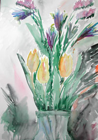 'Flowers', water-colour